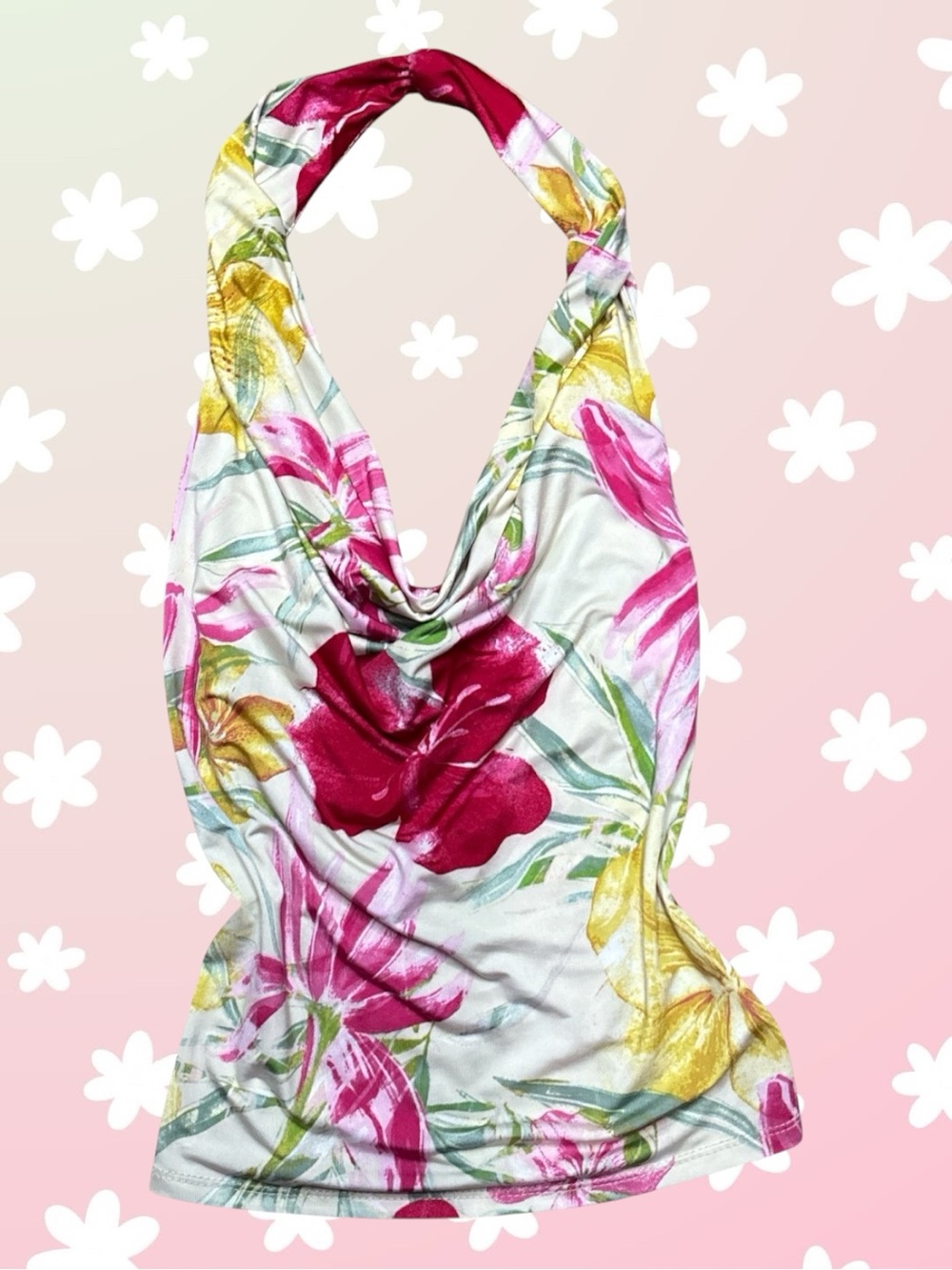 Wild Fable Tropical Floral Cowl Neck Halter Top XS